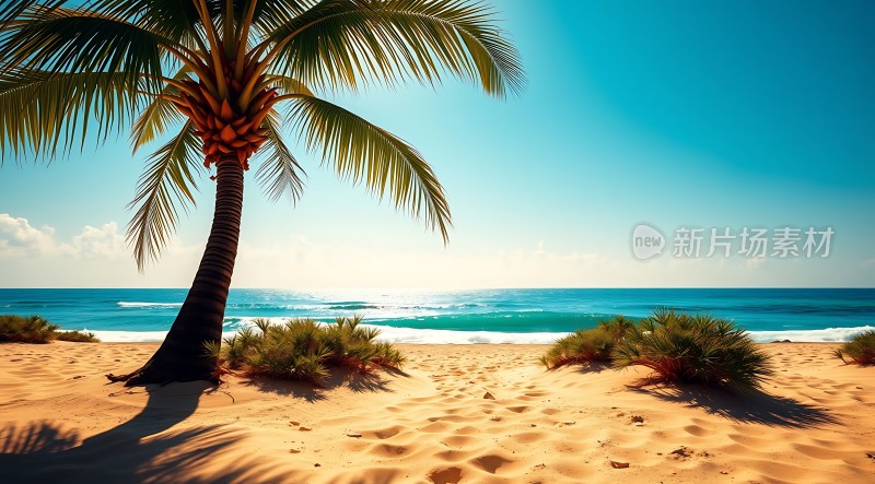 椰风海韵沙滩绿植阳光明媚碧波荡漾