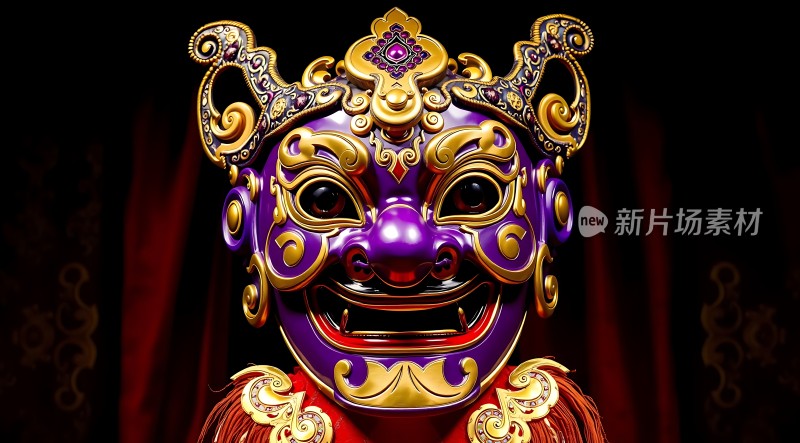 紫色面具金色装饰神秘而华丽