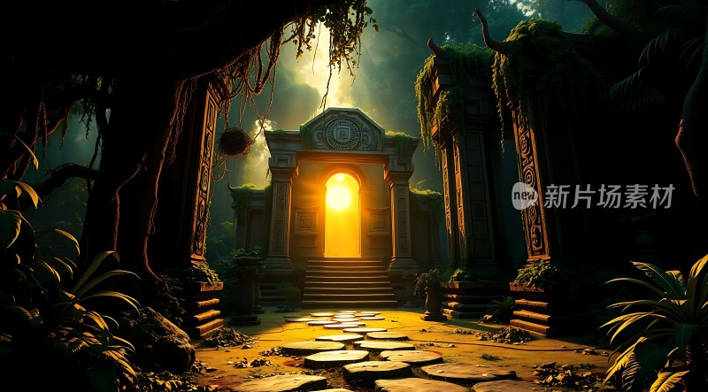 神秘遗迹光影交错探索未知之旅