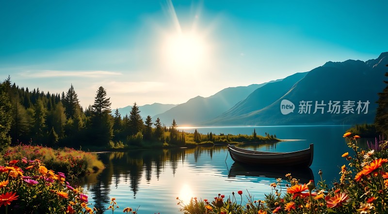 湖畔花语阳光下的宁静时光