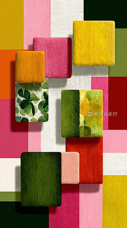 多彩方块抽象插画