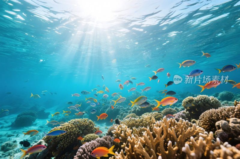 海洋水下珊瑚鱼群