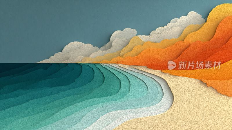 海边沙滩插画风景