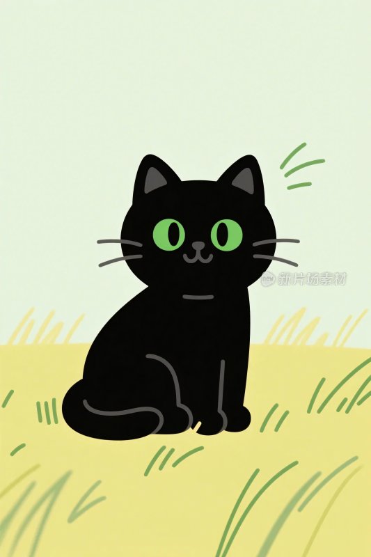可爱黑猫插画