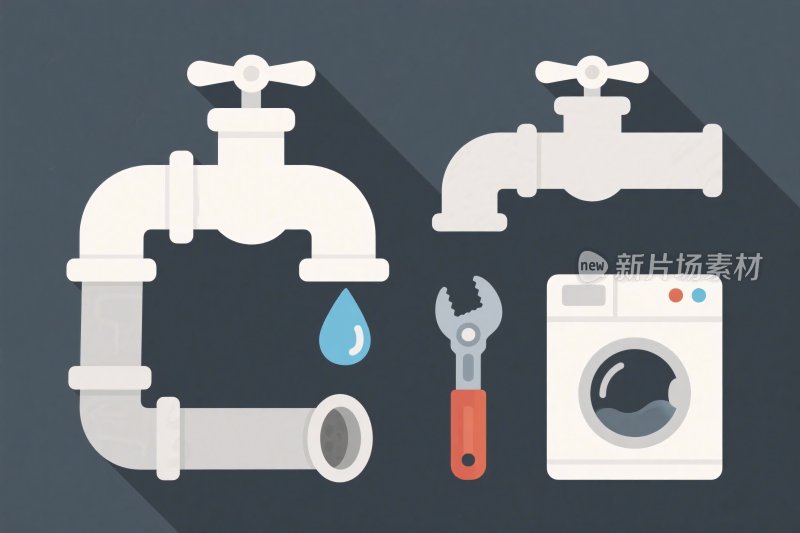 管道家电维修插画