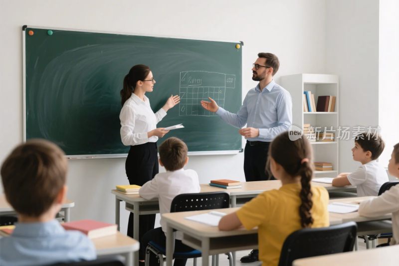 教室教学互动插画
