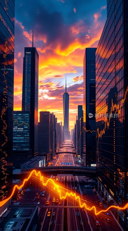 金融都市日落图