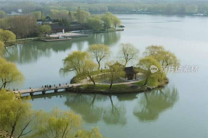 湖景小岛风光图