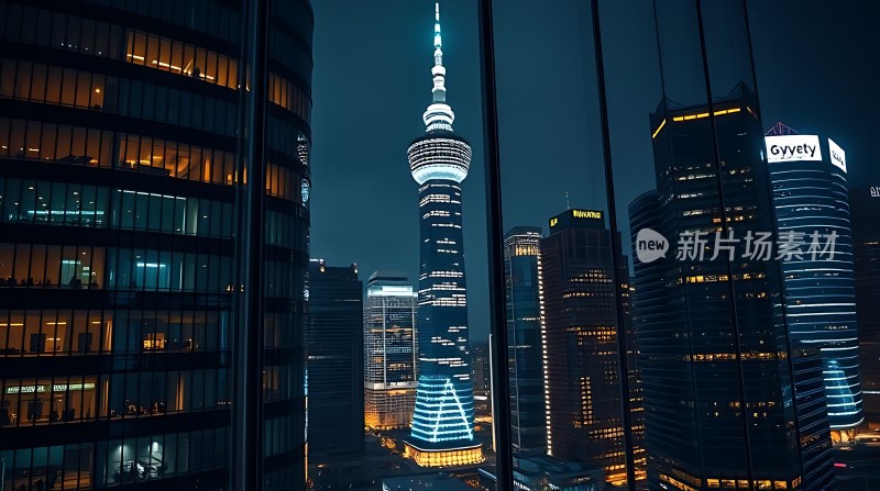 璀璨夜景下的现代都市风光