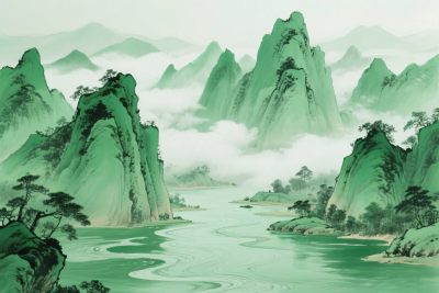 山水国风水墨画