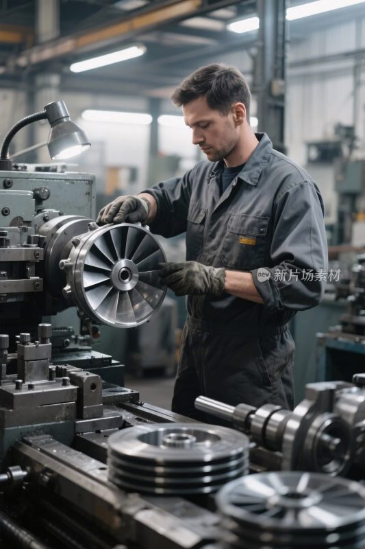 工厂内工人操作机械