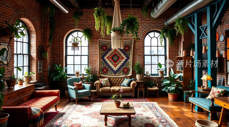 砖墙绿植温馨客厅