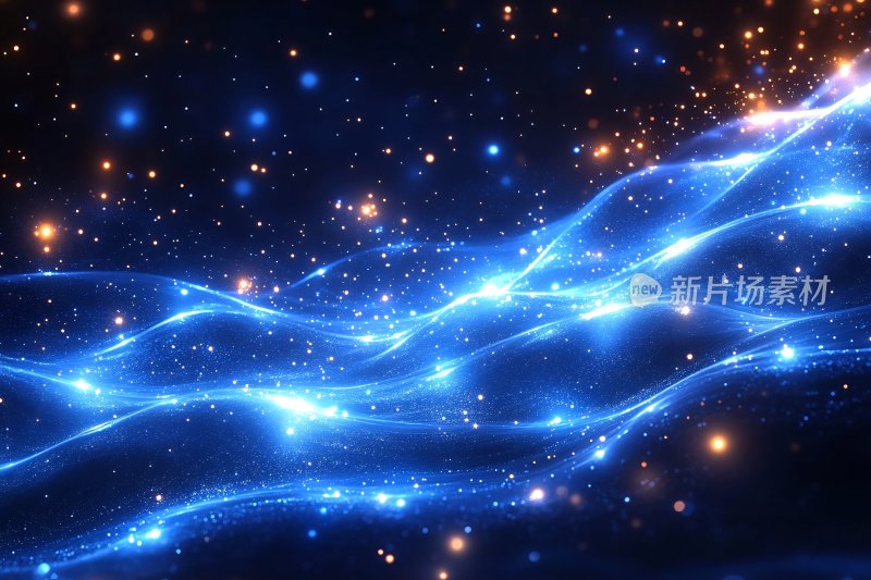 梦幻蓝色光带星空背景