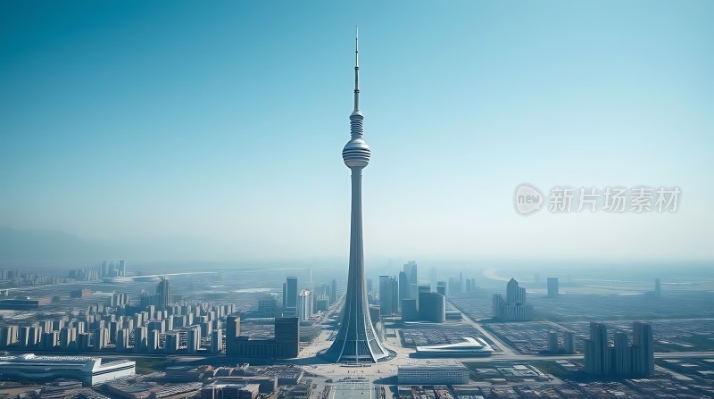 东方明珠塔俯瞰城市全景