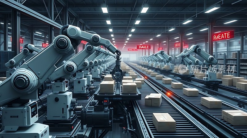 智能物流中心机器人与传送带协同工作