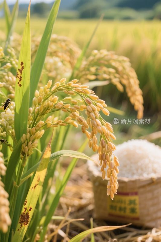 稻田稻穗与白米