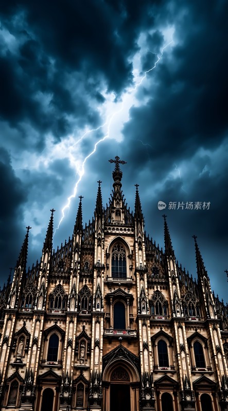 雷击下的哥特式建筑