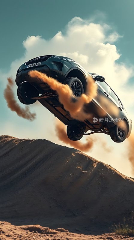 飞跃沙丘的越野车