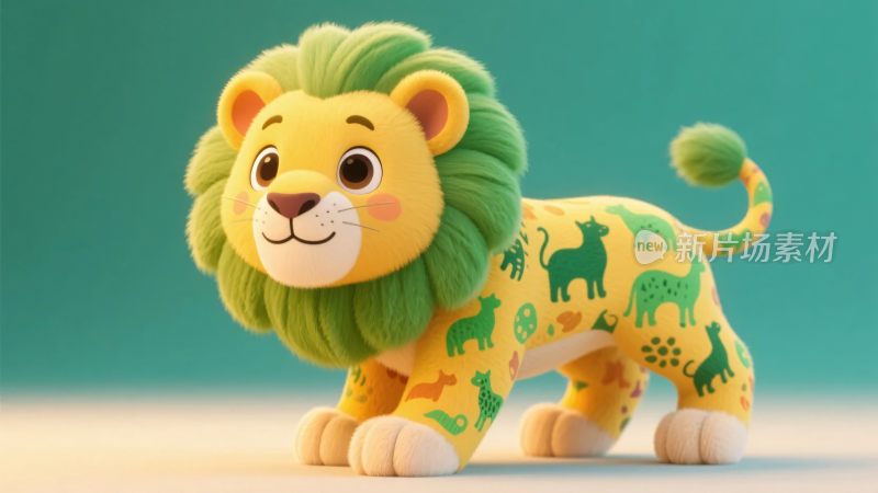 卡通狮子玩偶插画
