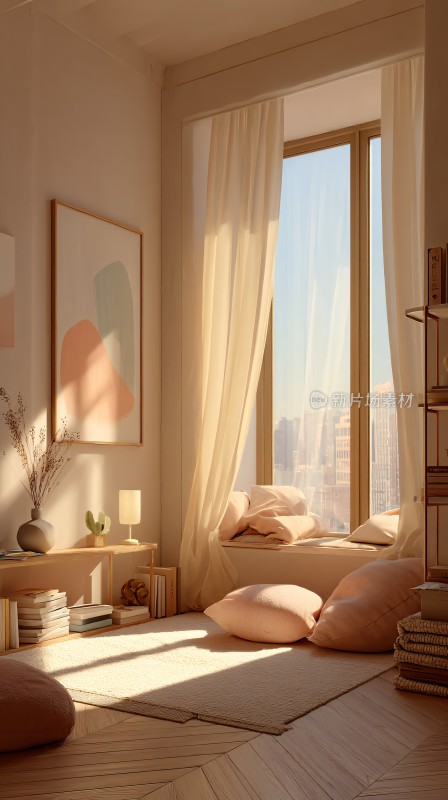 温馨明亮的室内窗边场景