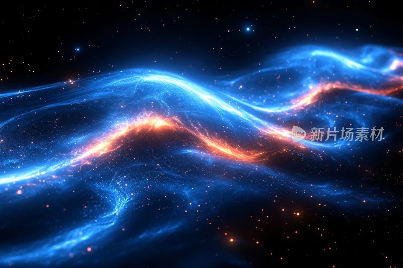梦幻蓝色星空波浪景象