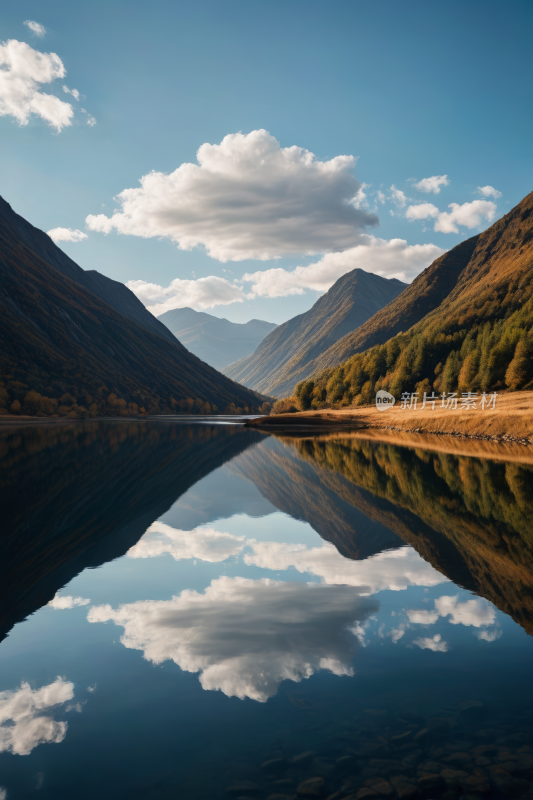 一个湖一座高山清风景摄影图片