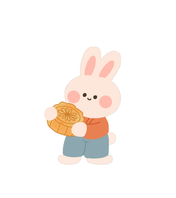 抱月饼的可爱小兔子