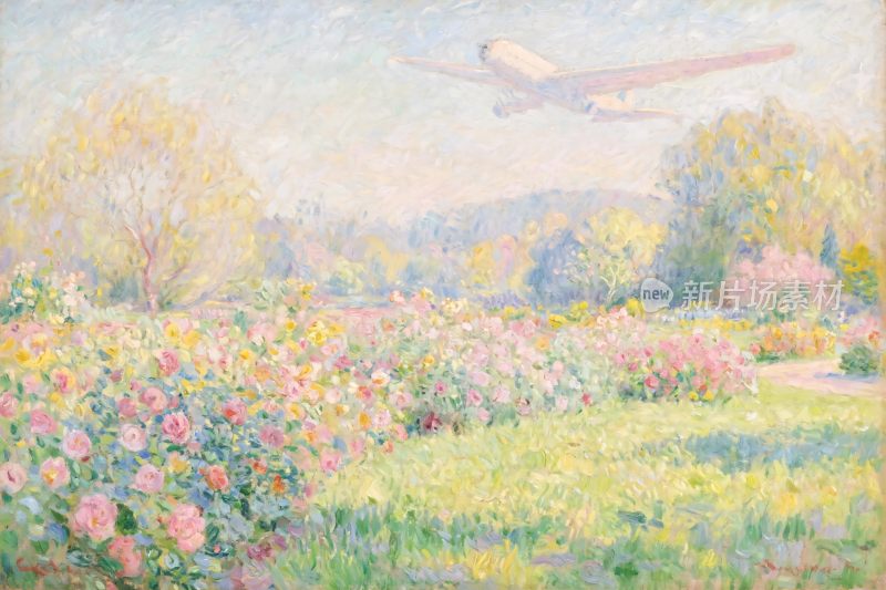 印象派花园风景画