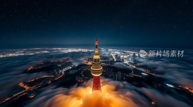 东方明珠与云海共舞