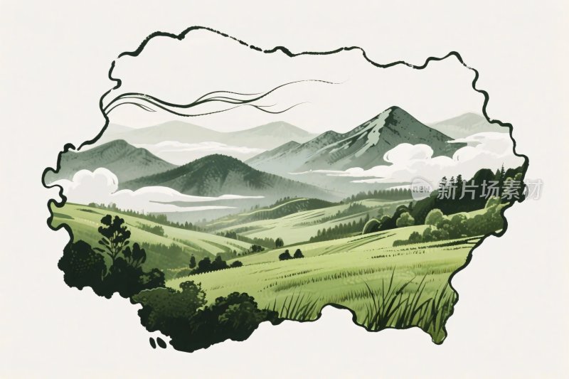 山水风景插画