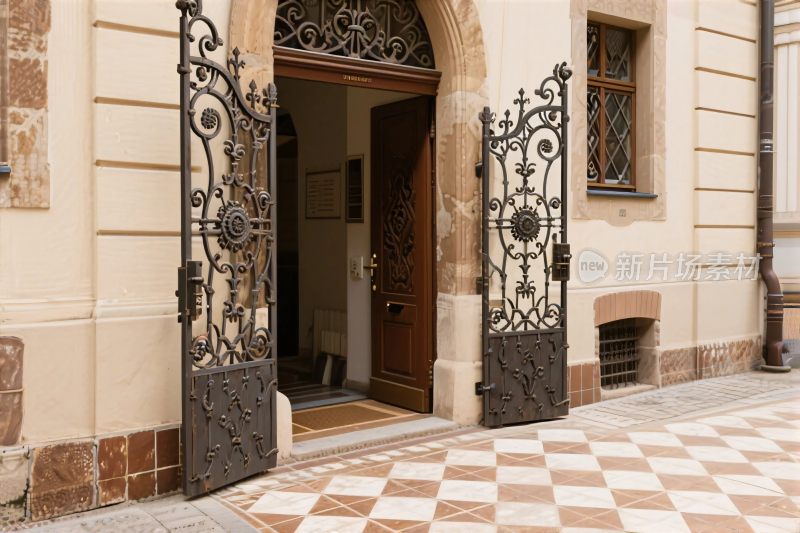 欧式建筑门口场景