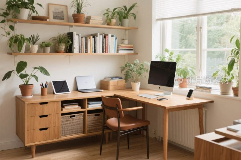 整洁办公空间书房插画