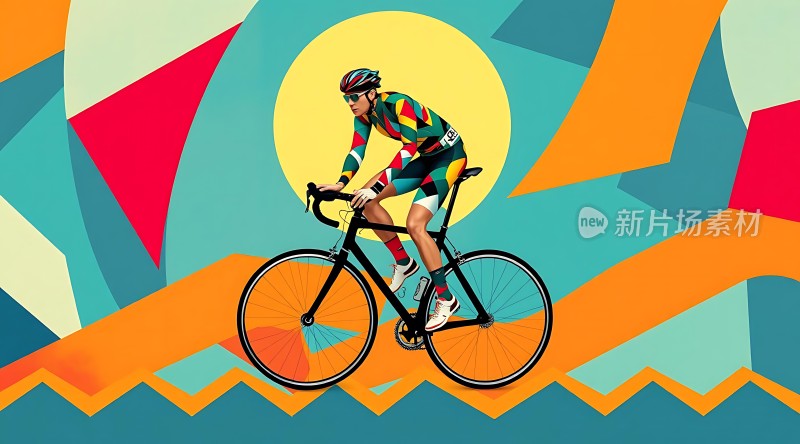 骑行者与多彩背景