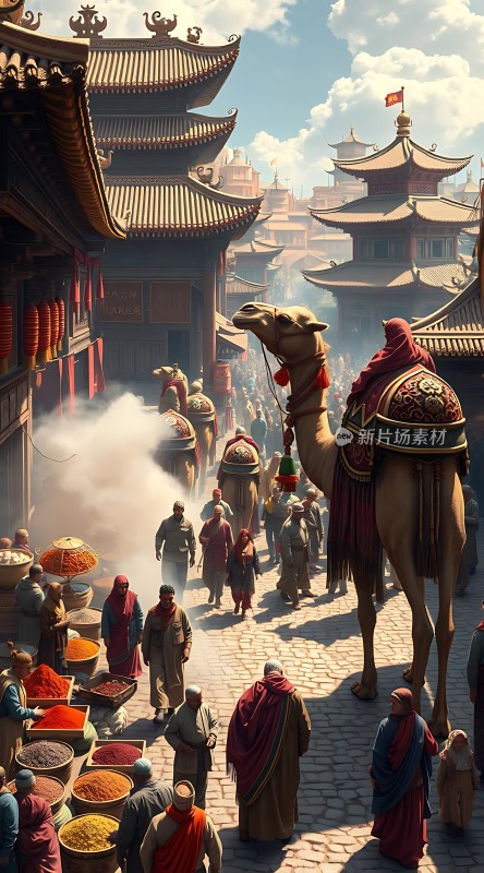 丝绸之路上的繁华集市