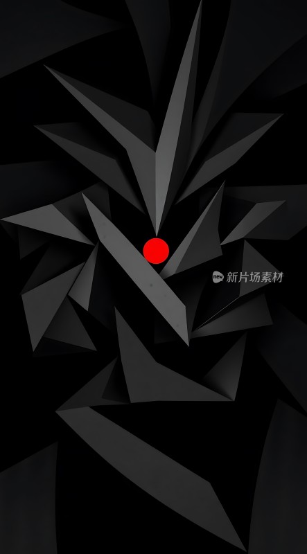 黑色几何图案中的红色圆点