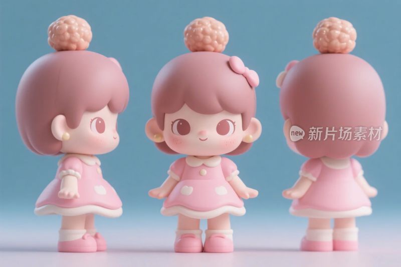 可爱卡通玩偶三视图