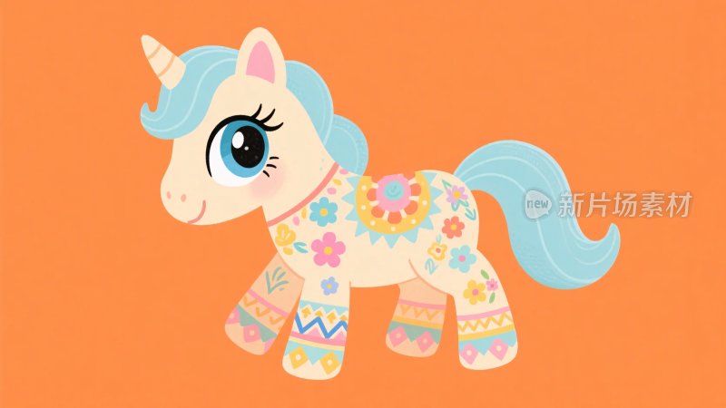 可爱卡通独角兽插画