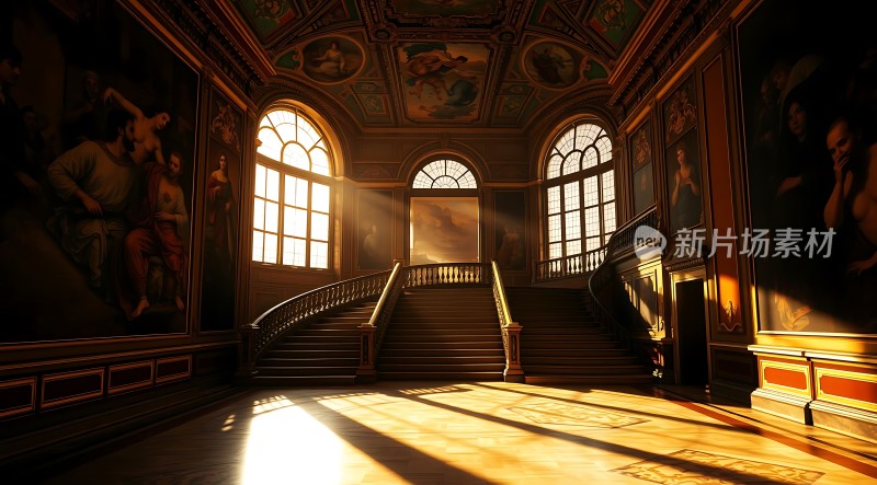 阳光下的宏伟宫殿内部