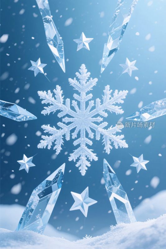 冬日雪花冰晶插画