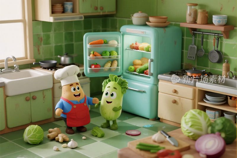 卡通厨房角色互动