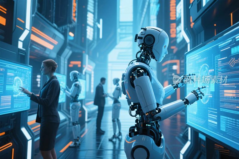 科幻未来机器人交互场景