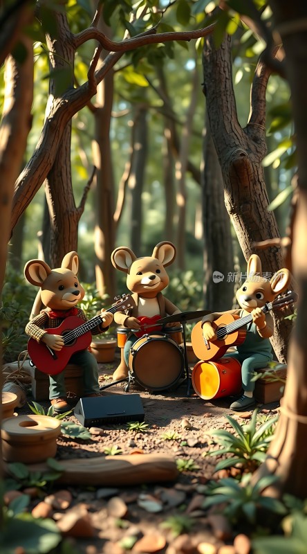 森林音乐会三只小老鼠乐队演奏