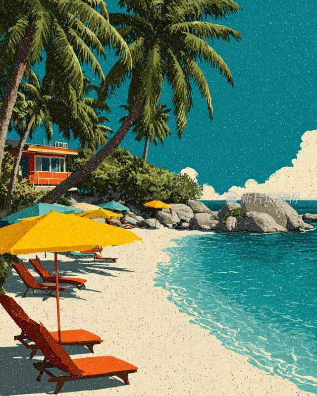 夏日海边休闲度假场景