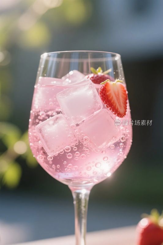 草莓冰饮特写图