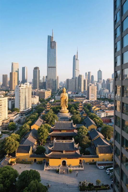 现代与古建筑的城市景观