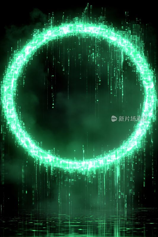 绿色发光圆环特效画面