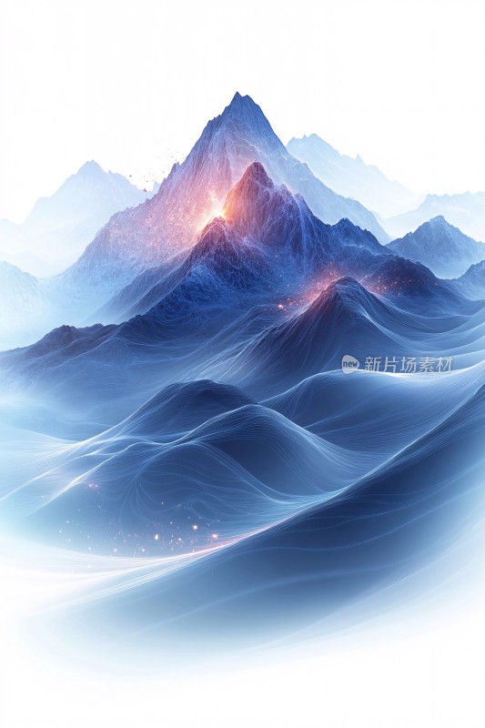 梦幻唯美的山峰插画