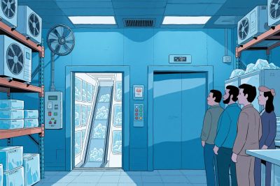 冷藏库室内场景插画