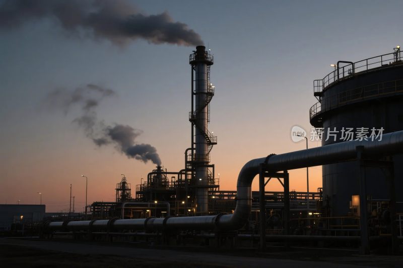 工业厂区黄昏场景