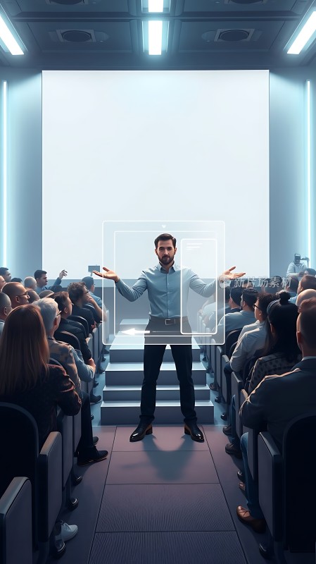 科技演讲现场观众专注聆听